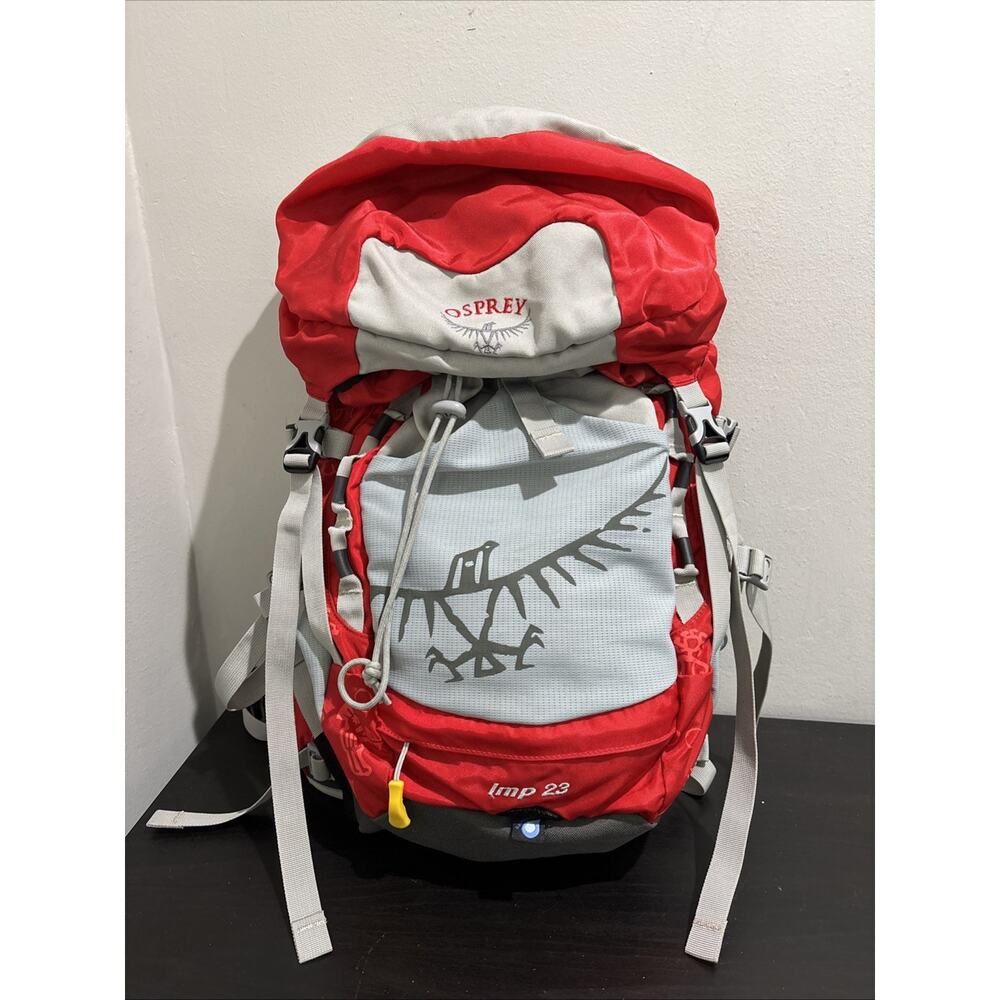 Osprey Imp 23 Youth Hiking Backpack Red Gray Compact Daypack Bag (Petite Adult)